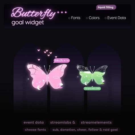 Celestial Butterfly Goal Widget for Twitch, Kick & OBS