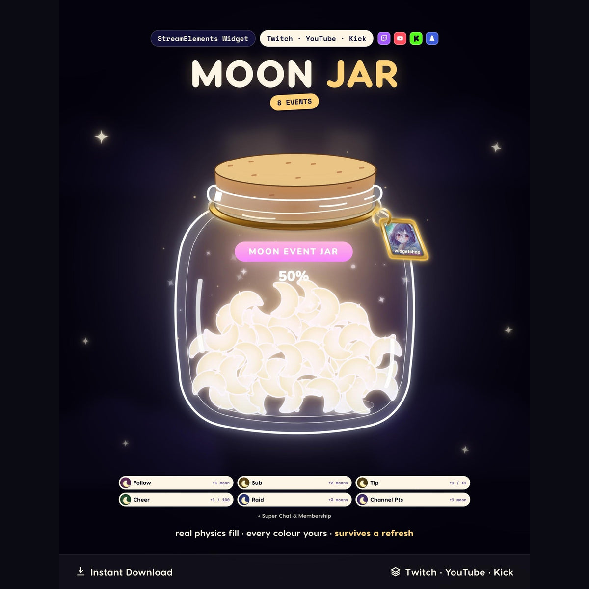 Animated Moon Jar Goal Widget