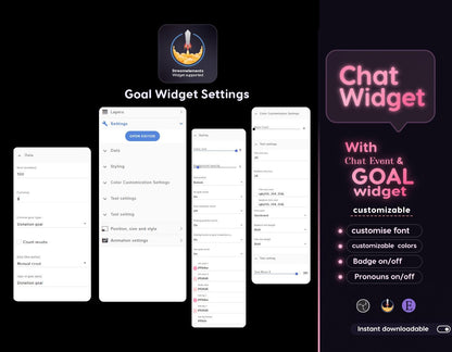 Dreamy Lotus Chat & Goal Widgets for Twitch Kick YouTube | Glass Theme | StreamElements Streamlabs OBS