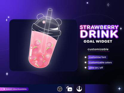 Boba Drink Goal Widget for Twitch Kick YouTube | Cute Progress Bar | StreamElements Streamlabs OBS