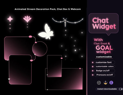 Dreamy Lotus Chat & Goal Widgets for Twitch Kick YouTube | Glass Theme | StreamElements Streamlabs OBS