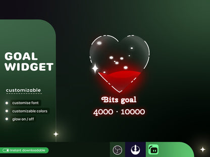 Casino Card Slot Icon Glass Goal Widget-Cute Minimal Customizable Goal Widget for Twitch -Streamelements StreamLabs OBS