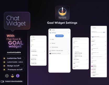 Lotus Butterfly Chat & Goal Widgets for Twitch Kick YouTube | Glass Theme | StreamElements Streamlabs OBS