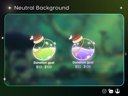 Nature Potion Bottle Glass Goal Widget - Cute Minimal Customizable Goal Widget for Twitch TikTok Studio - Streamelements StreamLabs OBS