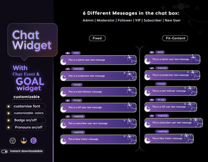Astro Moon Galaxy Chat & Goal Widget for Twitch Kick YouTube | Glassy Celestial Theme | StreamElements Streamlabs OBS