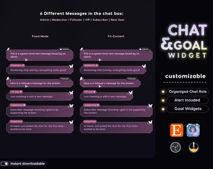 Celestial Butterfly Chat & Goal Widgets for Twitch Kick YouTube | Elegant | StreamElements Streamlabs OBS