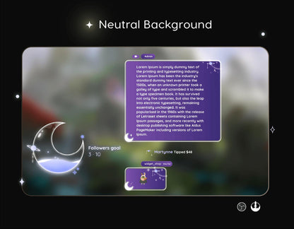 Astro Moon Galaxy Chat & Goal Widget for Twitch Kick YouTube | Glassy Celestial Theme | StreamElements Streamlabs OBS