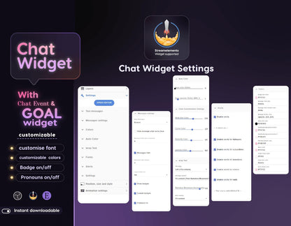 Butterfly Galaxy Chat & Goal Widgets for Twitch Kick YouTube | Glass Theme | StreamElements Streamlabs OBS