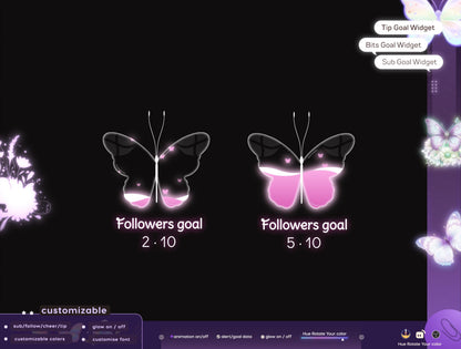 Butterfly Vibe Combo Goal | Liquid Filling Goal Widget is fully customisable for Twitch Streamlabs, TikTok Studio, and Streamelements