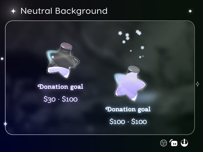 Cute Star Bottle Liquid Filling Goal Widget is fully customisable for Twitch Streamlabs, TikTok Studio, and Streamelements.