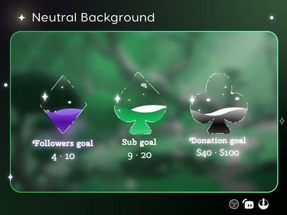 Casino Card Slot Icon Glass Goal Widget-Cute Minimal Customizable Goal Widget for Twitch -Streamelements StreamLabs OBS