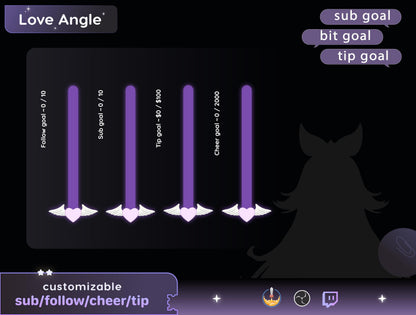 Angel Love Bar Loading Goal Widget is fully customisable for Twitch Streamelements and OBS | Bar Goal Widget