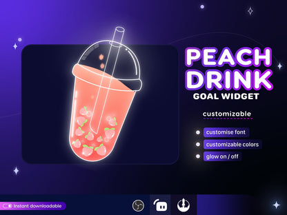 Boba Drink Goal Widget for Twitch Kick YouTube | Cute Progress Bar | StreamElements Streamlabs OBS