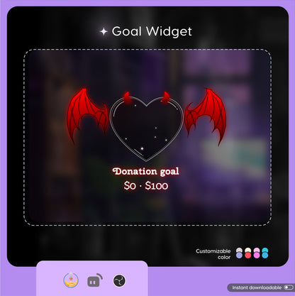Stream Widget | Devil and Angel Combo Goal Widget is fully customisable for Twitch Streamlabs, TikTok Studio, and Streamelements
