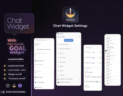 Lotus Butterfly Chat & Goal Widgets for Twitch Kick YouTube | Glass Theme | StreamElements Streamlabs OBS