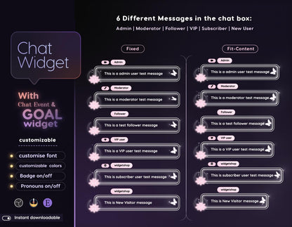 Lotus Butterfly Chat & Goal Widgets for Twitch Kick YouTube | Glass Theme | StreamElements Streamlabs OBS
