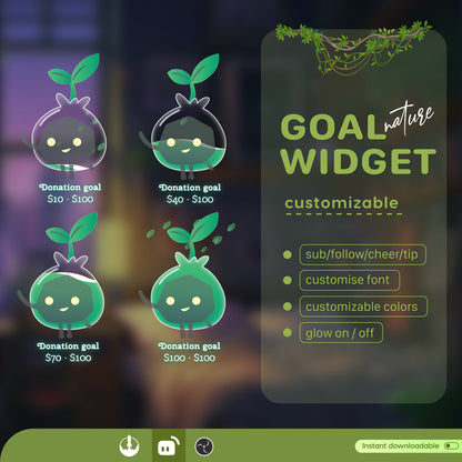 Water, Fire, Nature & Cloud Liquid Filling Goal Widget is fully customisable for Twitch Streamlabs, TikTok Studio, and Streamelements