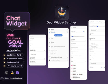 Butterfly Galaxy Chat & Goal Widgets for Twitch Kick YouTube | Glass Theme | StreamElements Streamlabs OBS