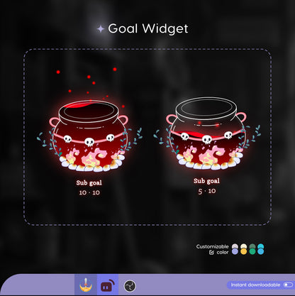 Spooky Cauldron Goal Widget for Twitch Kick YouTube | Liquid Progress | StreamElements Streamlabs OBS