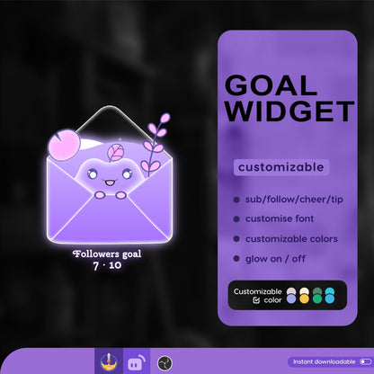 Envelope Liquid Filling Goal Widget is fully customisable for Twitch Streamlabs, TikTok Studio, and Stream-elements