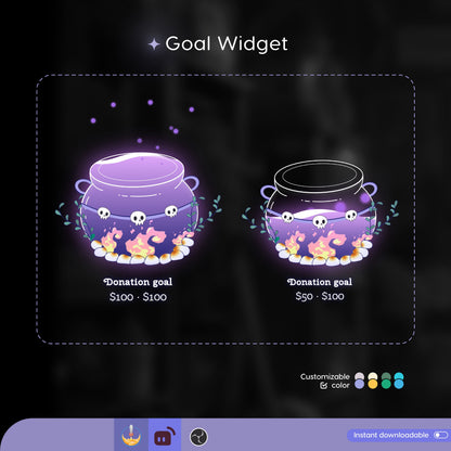 Spooky Cauldron Goal Widget for Twitch Kick YouTube | Liquid Progress | StreamElements Streamlabs OBS