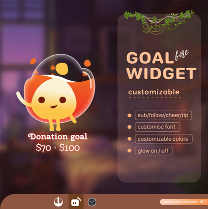 Water, Fire, Nature & Cloud Liquid Filling Goal Widget is fully customisable for Twitch Streamlabs, TikTok Studio, and Streamelements