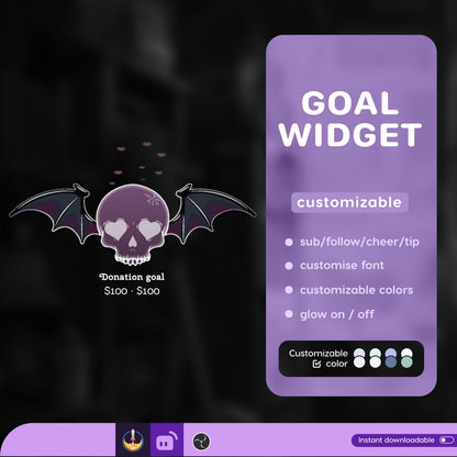 Spooky Skull Ghost Liquid Filling Goal Widget is fully customisable for Twitch Streamlabs, TikTok Studio, and Streamelements