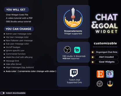 Celestial Butterfly Chat & Goal Widgets for Twitch Kick YouTube | Elegant | StreamElements Streamlabs OBS