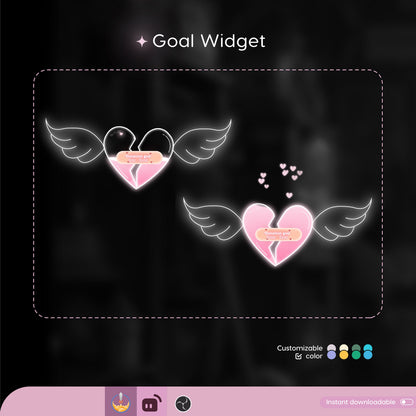 Broken Heart First Aid Liquid Filling Goal Widget is fully customisable for Twitch Streamlabs, TikTok Studio, and Streamelements