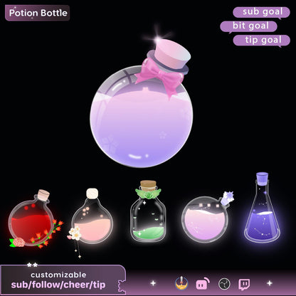 Potion Bottle Goal Widget for Twitch Kick YouTube | Liquid Progress | StreamElements Streamlabs OBS