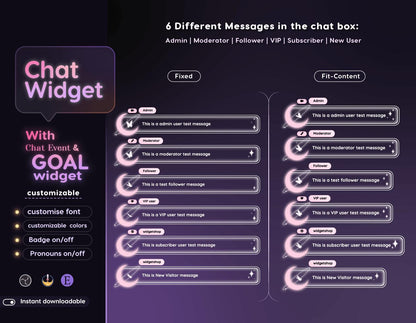 Butterfly Galaxy Chat & Goal Widgets for Twitch Kick YouTube | Glass Theme | StreamElements Streamlabs OBS