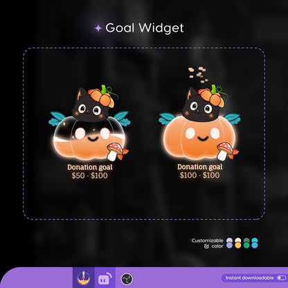 Halloween Pumpkin Liquid Filling Goal Widget is fully customisable for Twitch Streamlabs, TikTok Studio, and Streamelements