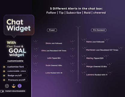 Sakura Petal Butterfly Glass Transparent Chat and Goal Stream Widgets - Minimal, Elegant Glass Theme Clean Vibe Streamelement Only