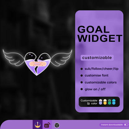 Broken Heart First Aid Liquid Filling Goal Widget is fully customisable for Twitch Streamlabs, TikTok Studio, and Streamelements