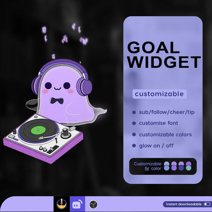 Musical Ghost Goal Widget | Halloween Liquid Goal Widget is fully customisable for Twitch Streamlabs, TikTok Studio, and Streamelements