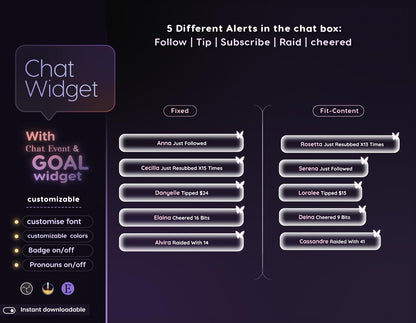 Lotus Butterfly Chat & Goal Widgets for Twitch Kick YouTube | Glass Theme | StreamElements Streamlabs OBS