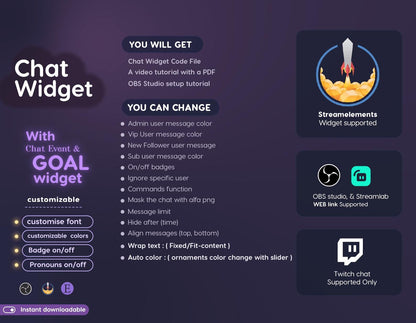Sakura Butterfly Chat & Goal Widgets for Twitch Kick YouTube | Pastel Cozy | StreamElements Streamlabs OBS