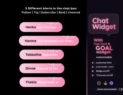 Dreamy Lotus Chat & Goal Widgets for Twitch Kick YouTube | Glass Theme | StreamElements Streamlabs OBS