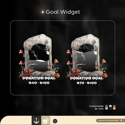 Tombstone Ghost Liquid Filling Goal Widget is fully customisable for Twitch Streamlabs, TikTok Studio, and Streamelements.