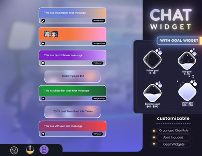 Glassy Chat & Goal Widgets for Twitch Kick YouTube | Modern Elegant | StreamElements Streamlabs OBS