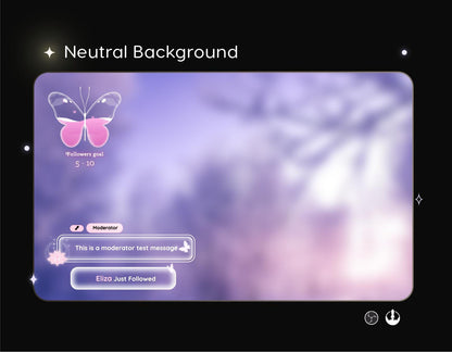 Lotus Butterfly Chat & Goal Widgets for Twitch Kick YouTube | Glass Theme | StreamElements Streamlabs OBS