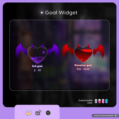 Stream Widget | Devil and Angel Combo Goal Widget is fully customisable for Twitch Streamlabs, TikTok Studio, and Streamelements