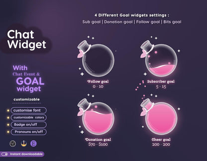 Sakura Butterfly Chat & Goal Widgets for Twitch Kick YouTube | Pastel Cozy | StreamElements Streamlabs OBS