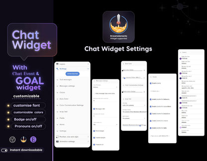 Astro Moon Galaxy Chat & Goal Widget for Twitch Kick YouTube | Glassy Celestial Theme | StreamElements Streamlabs OBS