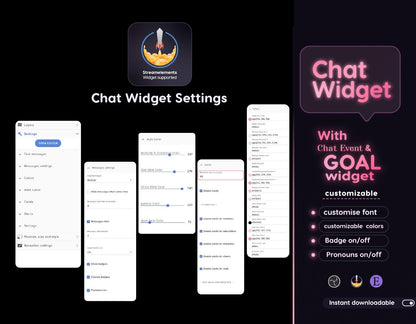 Dreamy Lotus Chat & Goal Widgets for Twitch Kick YouTube | Glass Theme | StreamElements Streamlabs OBS