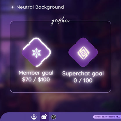 Genshin Theme Square Loading Goal Widget is fully customisable for Twitch Streamlabs, TikTok Studio, and Streamelements.