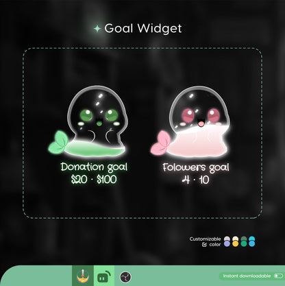 Cute Seal Liquid Filling Goal Widget is fully customisable for Twitch Streamlabs, TikTok Studio, and Stream-elements