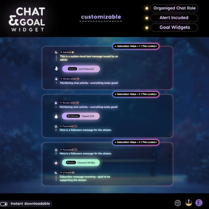 Moon Glow Neon Chat & Goal Widgets for Twitch, Kick & YouTube | Animated StreamElements Overlay
