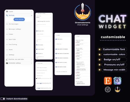 Sakura Glassy Chat Widget, Twitch StreamElements OBS Floral Animated Overlay, VTuber Streamer Gift