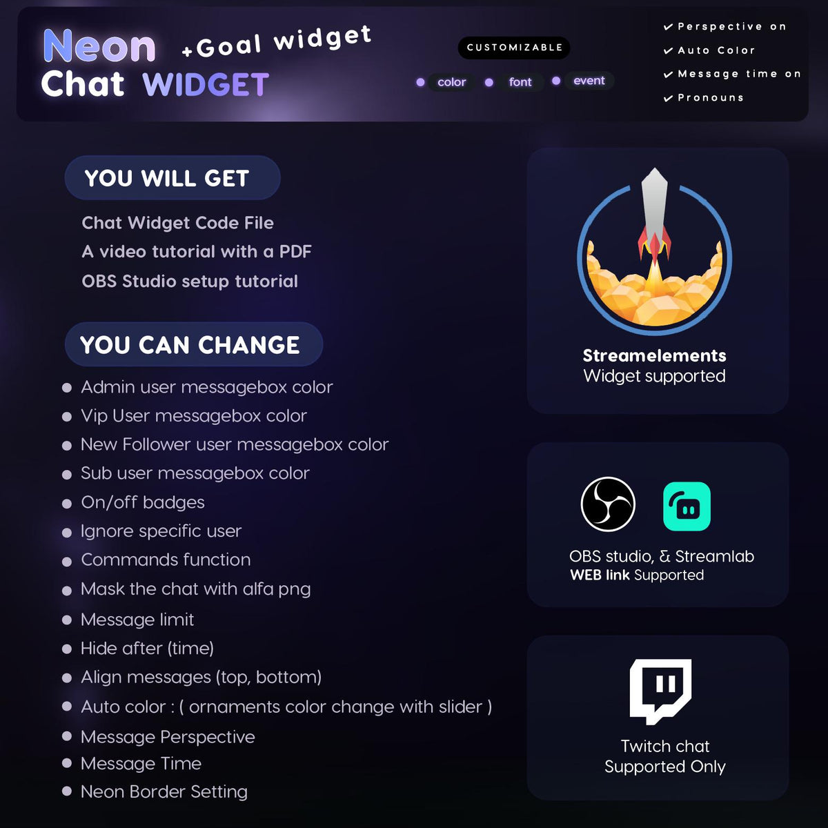 Saber Neon Chat Widget